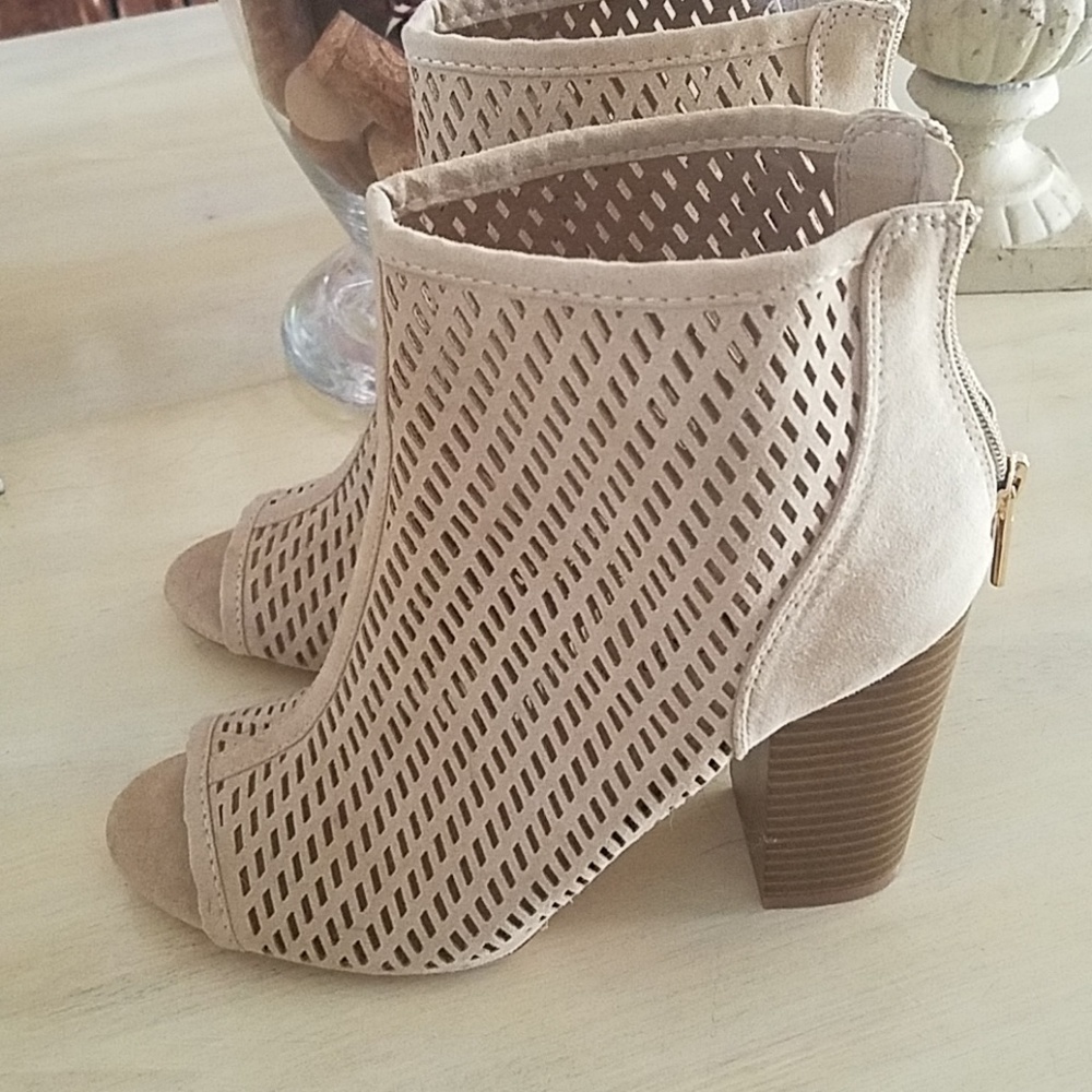 caged open toed booties